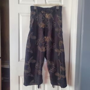 Ivan Idland Wide Leg Brown With Gold Embroidery & Pockets Medium High-waisted